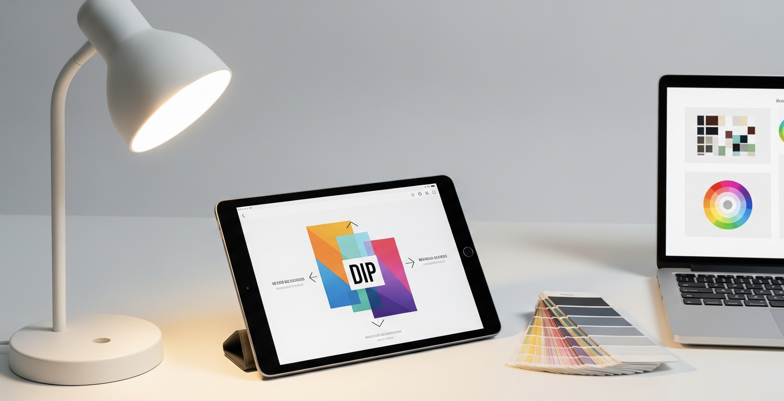 Mesa de um designer com um tablet.